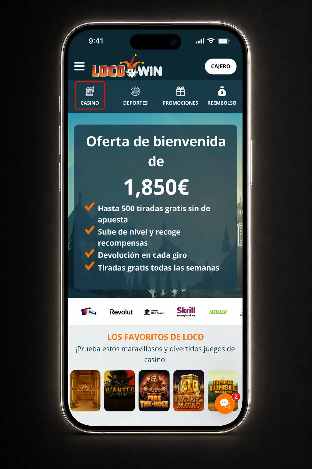 Pasos para registrarte y jugar en el casino en vivo de Locowin: ruleta, blackjack, bacará y game shows.
