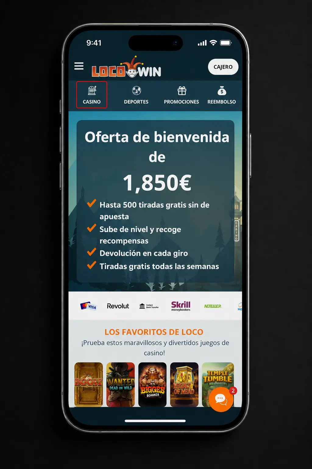Guía paso a paso para jugar al casino en Locowin: registro, acceso a tragaperras, crash y mesas en directo.