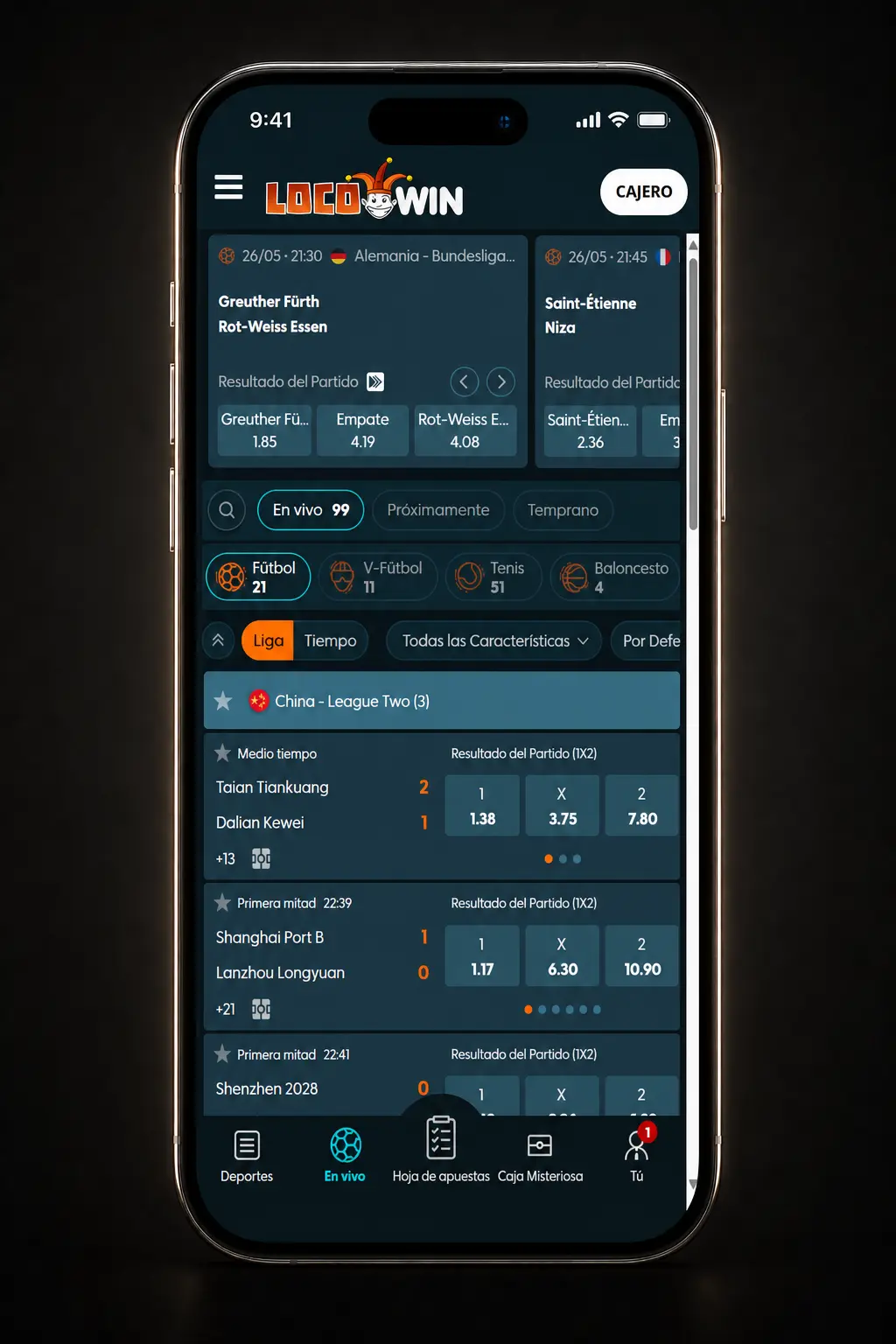 Pasos para realizar una apuesta deportiva en Locowin: elegir deporte, mercado, cuota e importe en el boleto online.