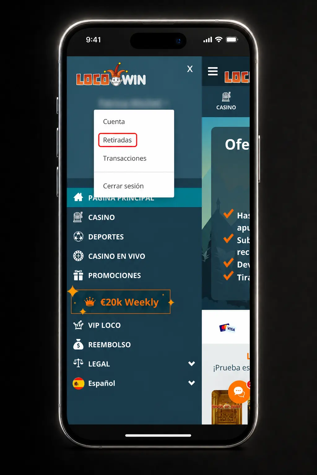 Pasos para retirar dinero de Locowin: verificar cuenta, elegir método de pago e indicar el importe a retirar