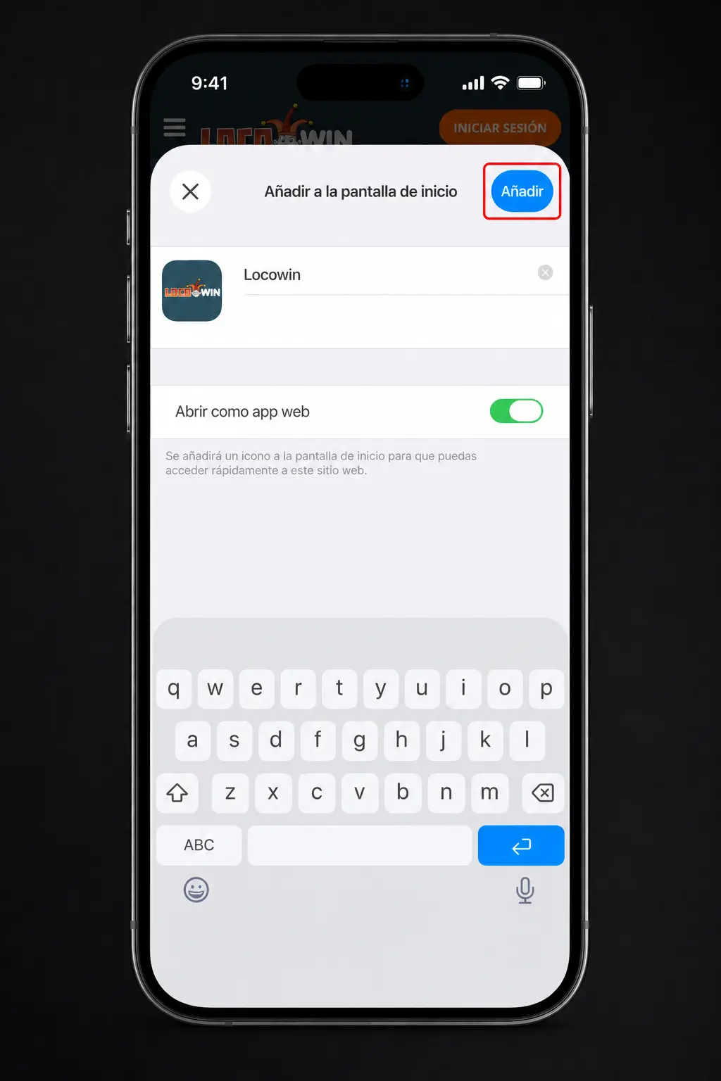 Pasos para descargar e instalar la app de Locowin en iOS en 5 sencillos pasos desde el dispositivo.