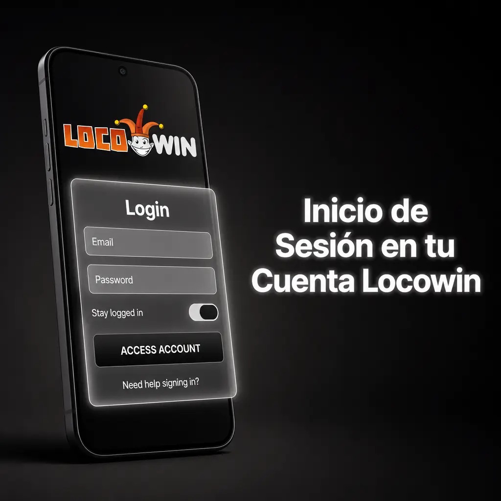 Pantalla de inicio de sesión en Locowin mostrando los campos para correo, teléfono y contraseña de acceso a la cuenta.