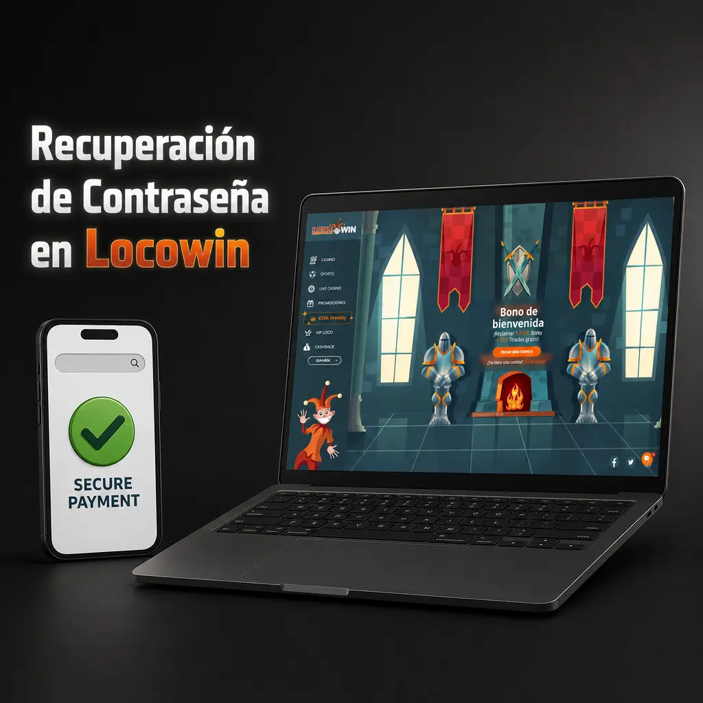 Pantalla de recuperación de contraseña en Locowin mostrando el proceso de restablecimiento en pocos pasos