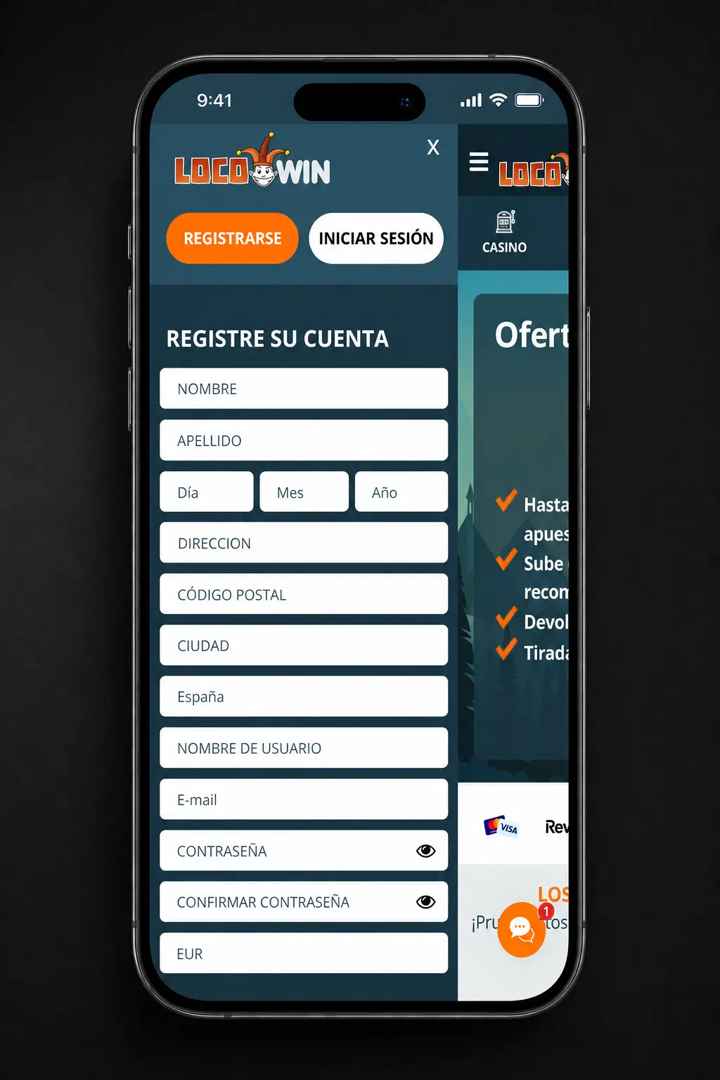 Pasos para registrarte en Locowin: completa datos, verifica tu cuenta y añade saldo para jugar.