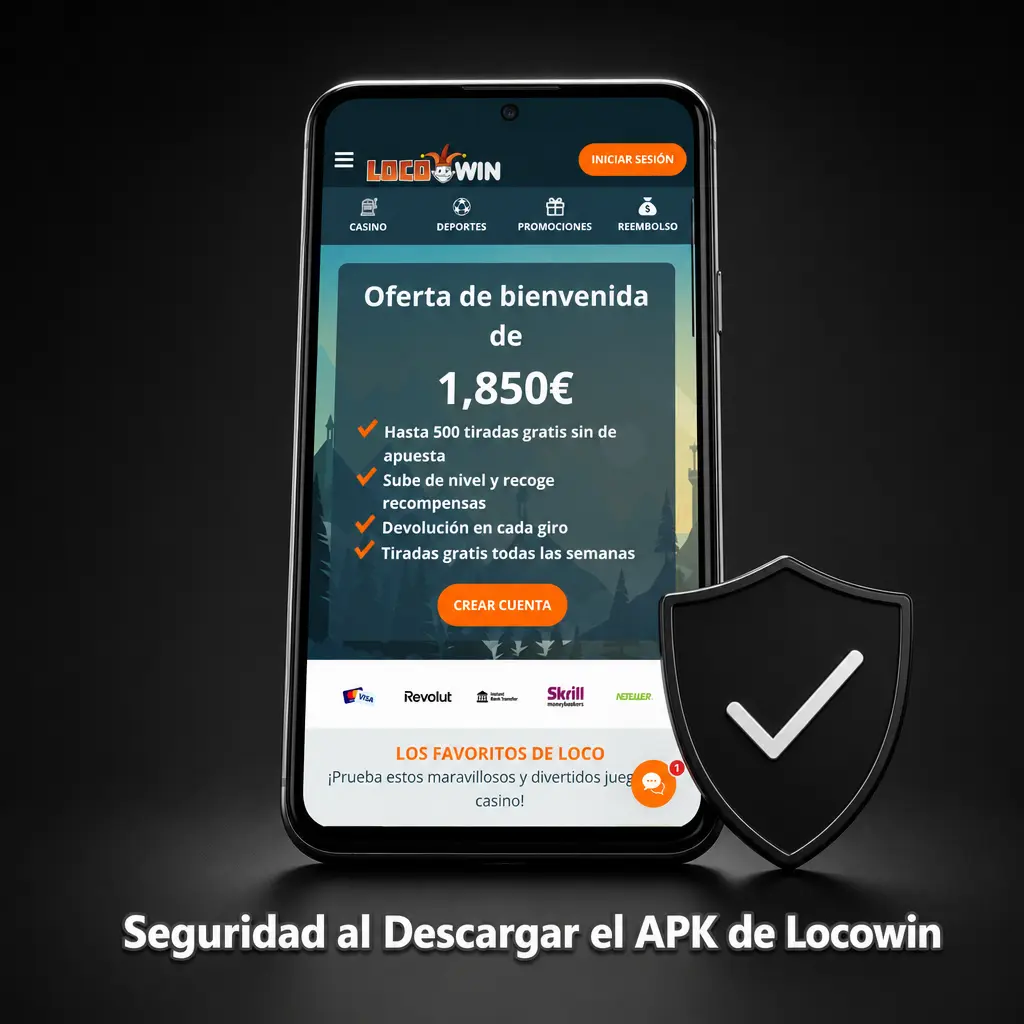 Descarga segura del APK de Locowin con licencia de Curaçao y cifrado SSL de 256 bits para proteger tus datos