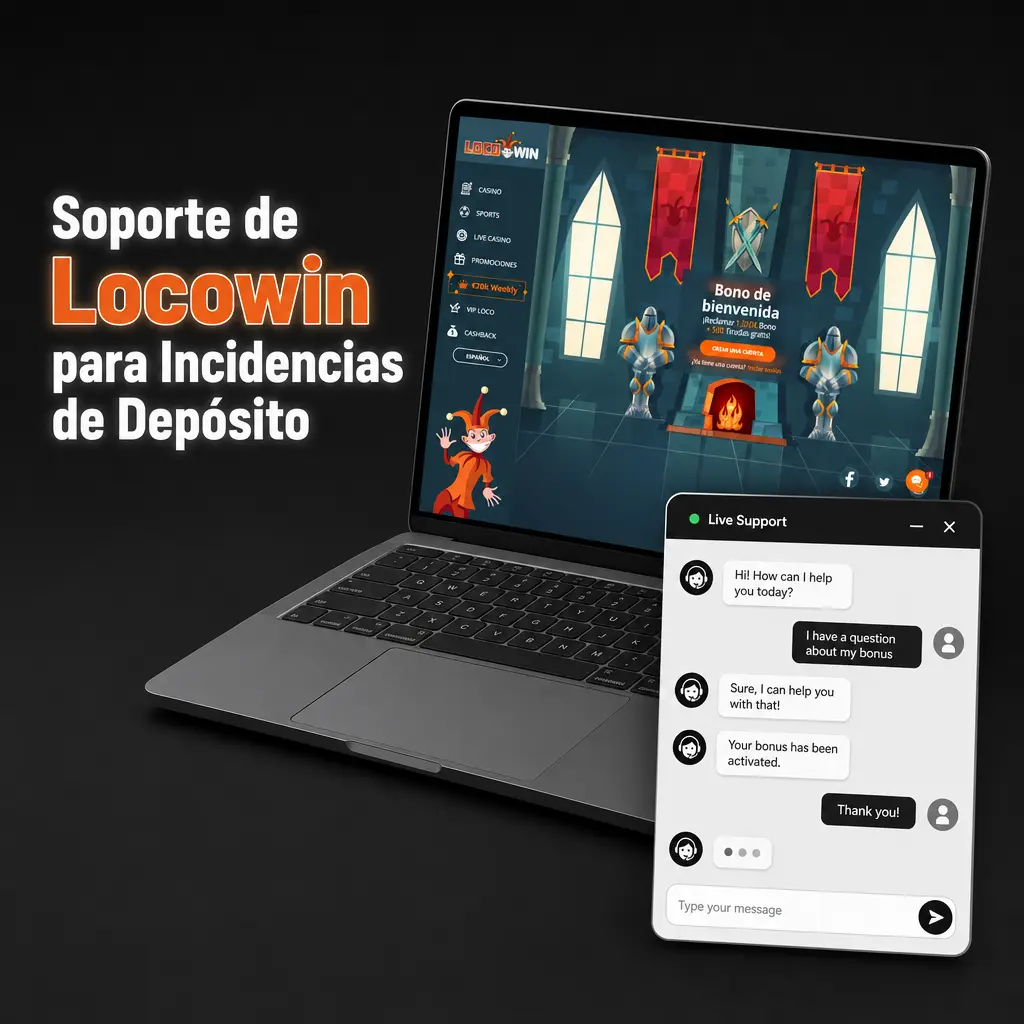 Soporte de Locowin disponible 24 horas para resolver incidencias de depósito en español mediante chat, correo y centro de ayuda